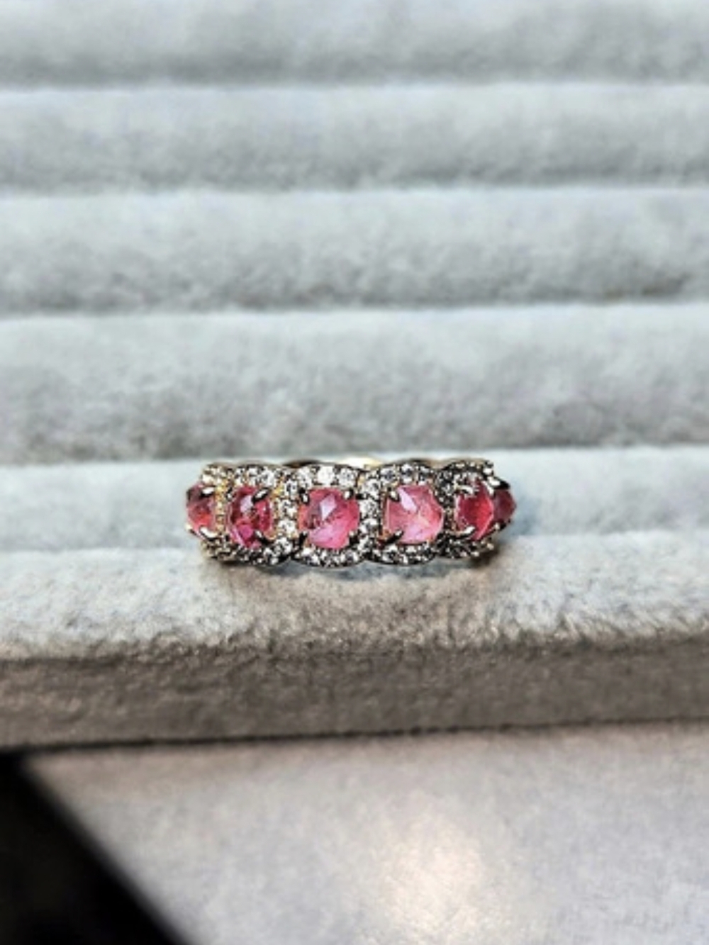 New Size 7 Pink Topaz Fused Genuine Quartz Rose Gold Plated Bomb Party Ring